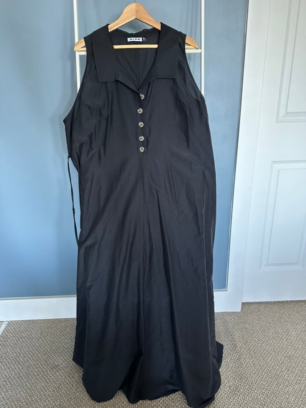 RIXO Lois Dress Black Poplin Shirtdress 4X